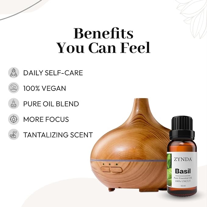 Basil Essential Oil 100% Pure & Natural – Premium Aromatherapy Oil for Diffuser, Massage, Relaxation & Culinary Use – Steam Distilled Uncut Basil Essential Oil Organic, 10ml
