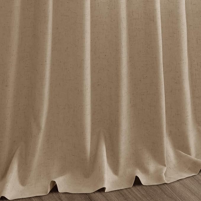 Sand Beige Linen Curtains for Living Room 105 Inches Long Simple Modern Light Filtering Semi Sheer Curtain Back Tab Rustic Farmhouse Luxury Home Decor Drapes for Bedroom Dinner Room 52x105, 2 Panels