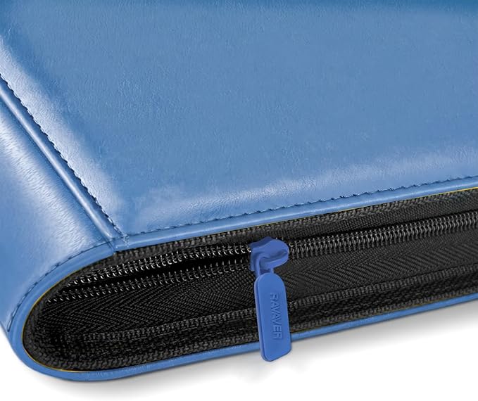 9 Pocket Card Binder, 360 Cards Trading Cards Games Collection Holder Book Folder with Customizable Label Slot and Side-Loading Sleeves (Blue)