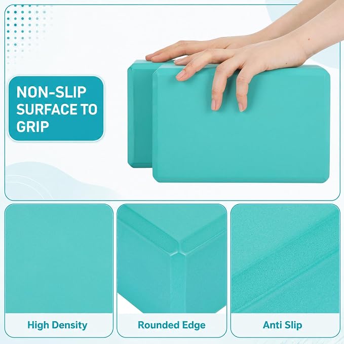 Wettarn 6 Pack Yoga Blocks 9 x 6 x 4 Inch EVA Foam Lightweight Non Slip Yoga Props for Pilates Stretching Meditation