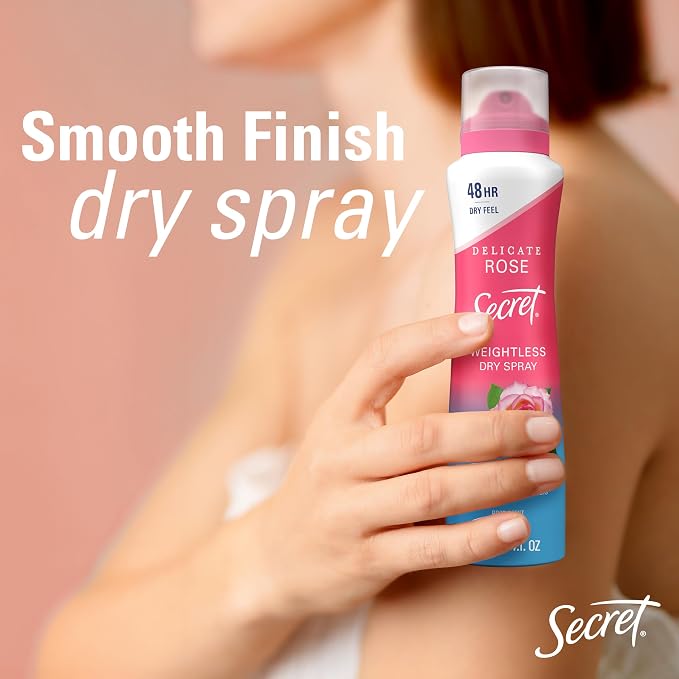 Secret Dry Spray Antiperspirant Deodorant for Women, 48hr Weightless Sweat & Odor Protection, Gentle on Skin, White Peach Scent, 4.1 oz (Pack of 3)