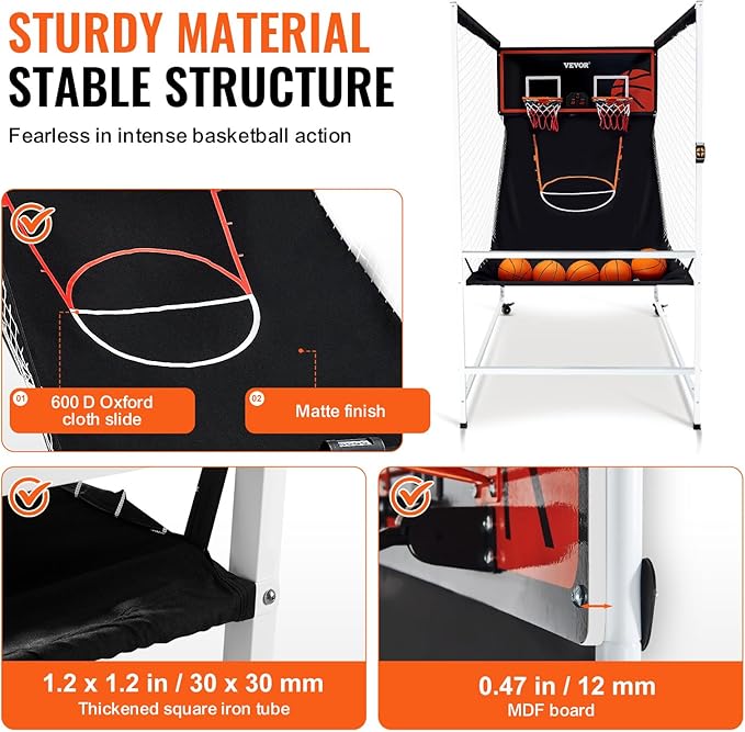 VEVOR Basketball Arcade Game Indoor, 2 Player Indoor Basketball Game, Home Dual Sport with 8 Game Modes, Electronic Scoreboard, and Inflation Pump,Adults