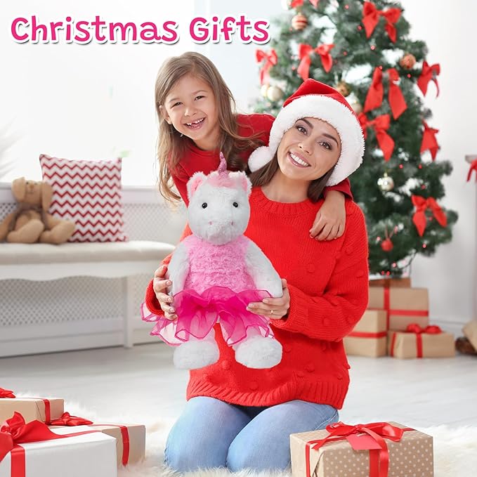 Ballerina Unicorn Stuffed Animal Cute Plush Unicorn in Tutu Skirt Birthday Dance Recital Gifts for Girls Kids 21’’White