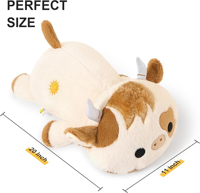 Onsoyours Original Weighted Stuffed Animals, 4.0 lbs Weighted Highland Cow Plush Toy, 20" Large Soft Weighted Scottish Cow Pillow Gifts for Kids & Adults