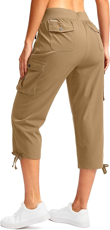 Soothfeel Women's Cargo Capris Pants with 6 Pockets Lightweight Quick Dry Travel Hiking Summer Pants for Women Casual