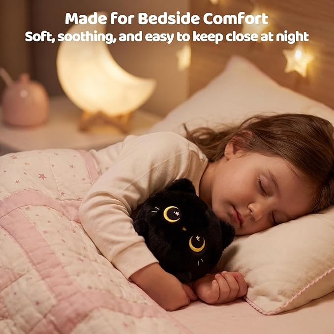 Mewaii Black Cat Plush, Cute Cat Plushies Toy, Soft Kitten Plushie Cuddle Pillow, Anime Plushie Doll, Cute Stuff Toys Gift for Girls, Boys and Males (8 Inch)