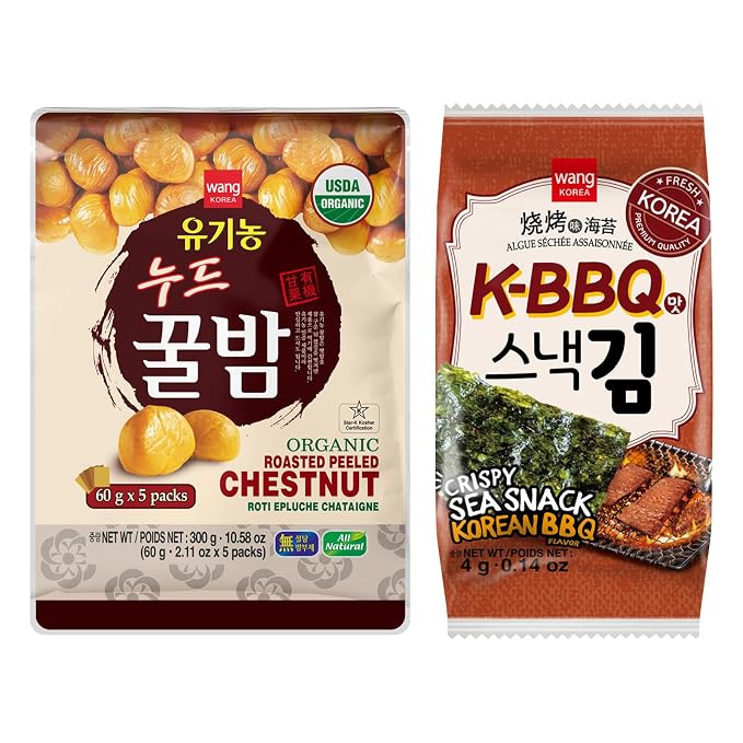 Wang Korean Healthy Snacks - Organic Chestnut, KBBQ Seaweed Snacks