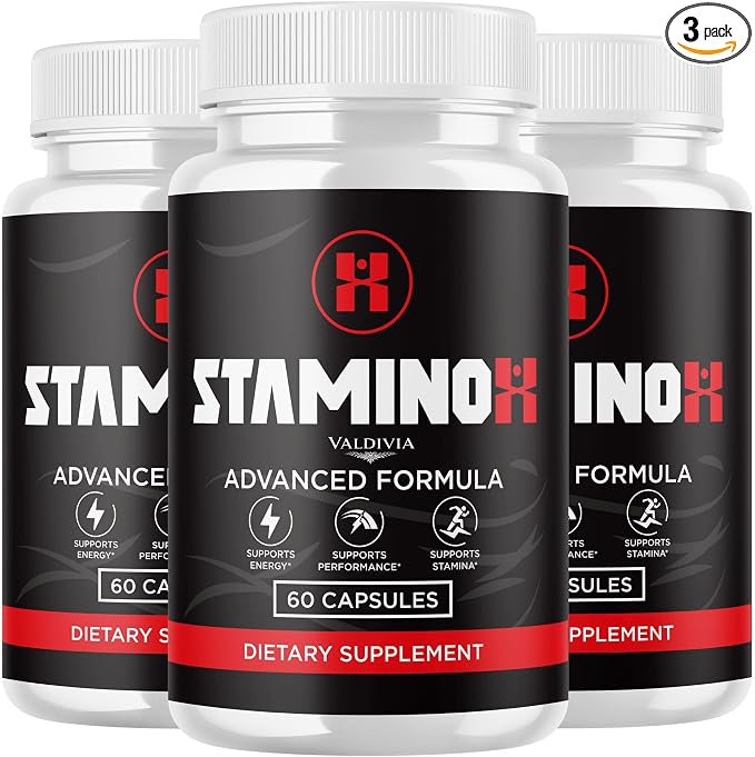 Valdivia (3 Pack) Staminox Capsules, Official Staminox Support Supplement Pills Reviews (180 Capsules)