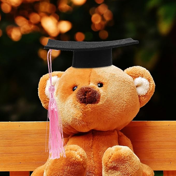Amosfun Graduation Bear Clothes Set for DIY Stuffed Animals Adorable Plush Gown Cap Outfit Versatile Graduation Costume for Dolls Soft Fabric Fits Various