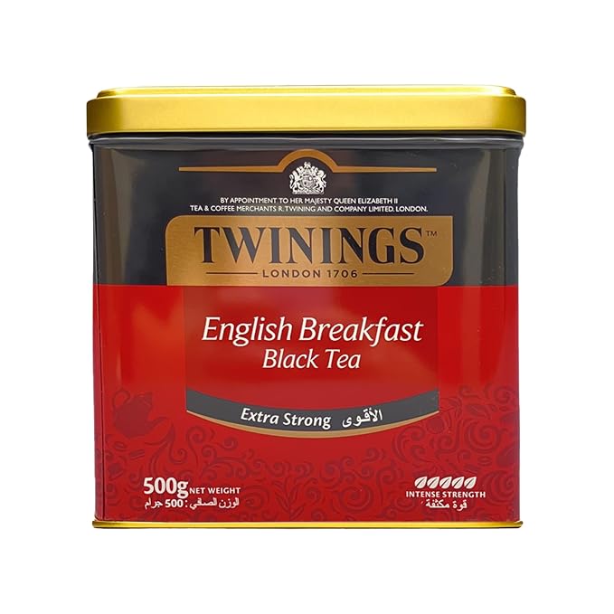 Twinings English Breakfast Extra Strong Loose Leaf Black Tea, 17.64 Ounce (500g) Tin, Caffeinated, Enjoy Hot or Iced