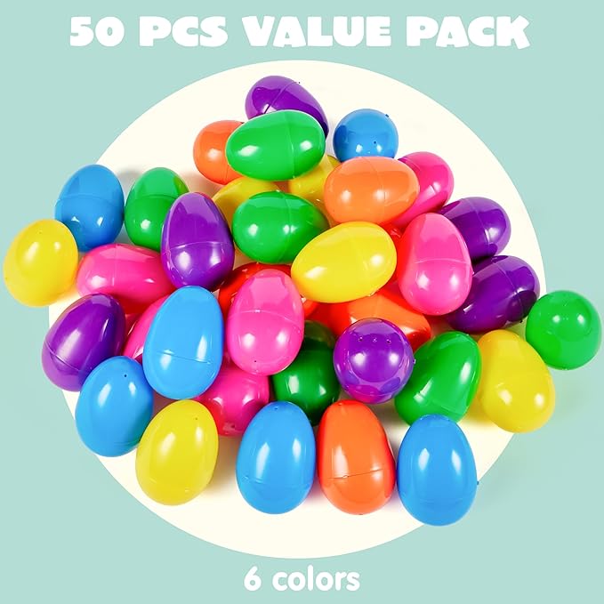 JOYIN 3.15" Easter Eggs, Fillable Plastic Eggs Empty Colorful Bright Eggshells with Hinge for Easter Hunt, Filling Treats, Party Favor, Basket Stuffers, Classroom Prize Supplies, 264PCS