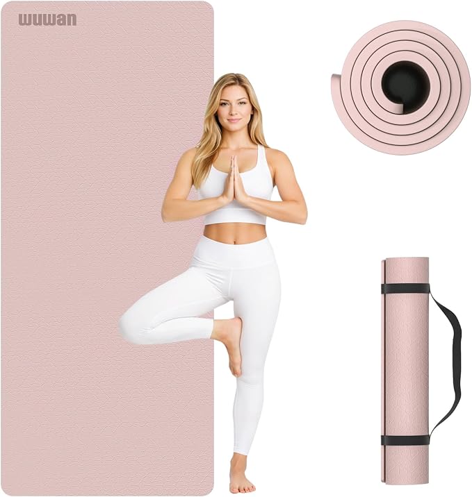 10 mm Yoga Mat 72"x26" TPE Non-Slip Exercise Mat 0.4" Thick, Easy-to-Carry Fitness Mat for Yoga, Pilates & Workout, Professional Mat, Made with Recyclable Material, Durable, Easy to Clean