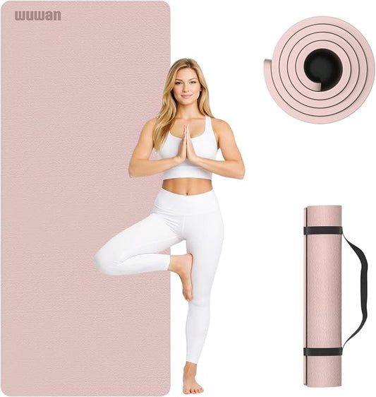 10 mm Yoga Mat 72"x26" TPE Non-Slip Exercise Mat 0.4" Thick, Easy-to-Carry Fitness Mat for Yoga, Pilates & Workout, Professional Mat, Made with Recyclable Material, Durable, Easy to Clean