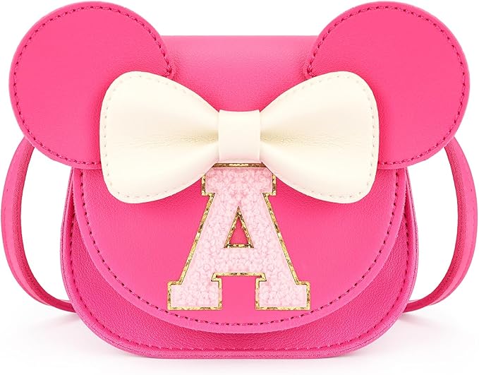 mibasies Toddler Purse Girl Gifts: Girls Birthday Gifts for 3-8 - Toys for Ages 2-4 Girls Mouse Ears Purse, Hot Pink, Letter A