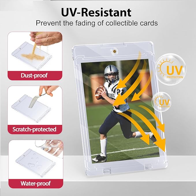 SAMYUCHO 100ct Magnetic Card Holder, 35pt One Card Touch Holders for Trading Cards, U-V Protection Card Display Case Protectors Sleeves Hard Plastic Cover for Sports Game