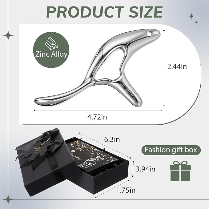 Nuanchu Massage Tool for Deep Tissue & Myofascial Release with Gift Box, Muscle Scraper for Full Body Pain Relief, Thumb Protector for Elephant Christmas White Gift Acupressure & Gua Sha Therapy