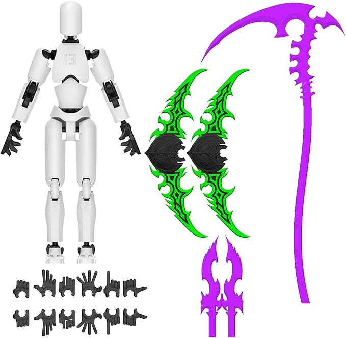 Glowing Titan 13 Action Figure Set Already Assembled, T13 Action Figures with Weapons Accessories 3D Printed T 13 Lucky Robo Dummy Nova 13 Action Figures, Figura de acción t13 (Purple)