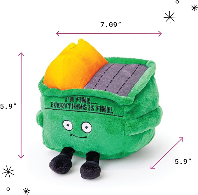 Dumpster on Fire Plushie - I'm Fine, Everything is Fine! Dumpster Fire Plush, Emotional Support Plushie, Funny Plush Toy for Gifting