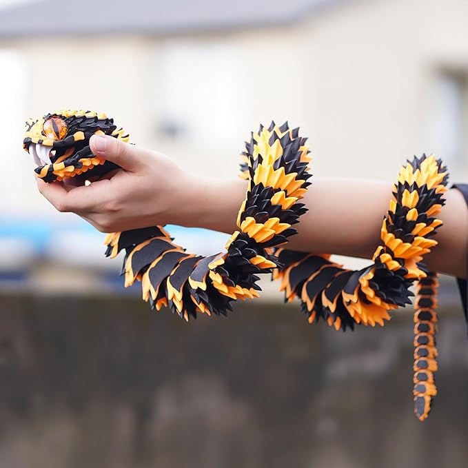 Super Large 3D Printed snake with a movable mouth,47.4inch,Flexible Realistic Articulated Animal Fidget Toys,Mystery Figurines Gifts ,Executive Desk Décor and Festival Collectible (BO 47.4inch)