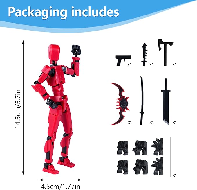 Assembly Completed Action Figure, Model 13 Multi-Jointed Movable, 3D Printed Toys, Robo 13 Figure for Collector Desktop Decorations, Christmas Stocking Stuffers Birthday Gift for Teens Boys Girls