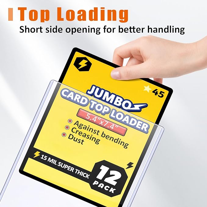 Jumbo Card Hard Sleeves, Top Loader for 5.4x7.4″ Jumbo Card -12 Pack