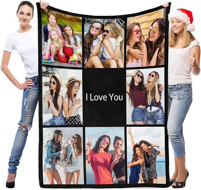 inkArts Custom Blanket with Photo, Personalized Photo Blanket, Customized Picture Blankets, Customizable Blankets, Personalized Photo Gifts for Women Men Her Him