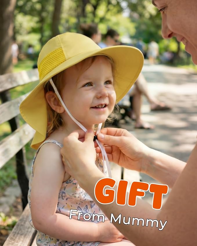 Toddler Baby Sun Hat Kids Summer Beach Essentials Adjustable Beach Hats with Bucket Wide Brim for Boys Girls Age 0-14 Years