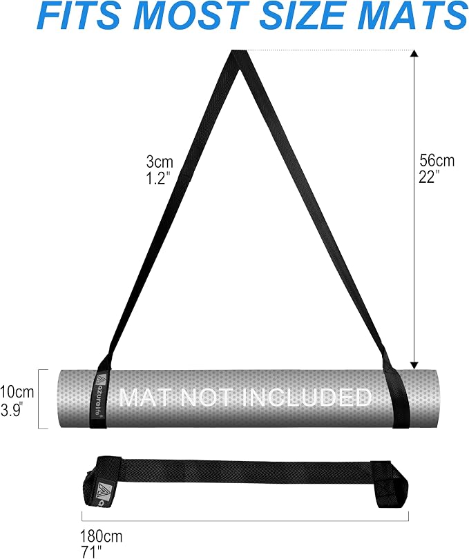 A AZURELIFE [MAT NOT Included] Yoga Mat Sling, Yoga Mat Straps for Carrying, Easy-Cinch Yoga Mat Holder Strap