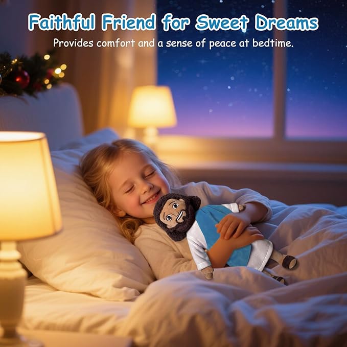 Apragaz 13" Jesus Plush Doll, Jesus Plushies for Kids, Soft & Comfort Christian Toy, Christian Faith Plushie Faith-Based Gift for Boys Girls, Sunday School, Bible Learning, Easter & Christmas(Blue)