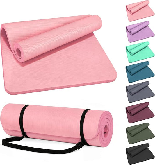 HULKFIT High Density Non Slip Yoga Mat, Extra Thick Exercise Mat with Carrying Strap, for Pilates, Fitness, Home Gym & Floor Workouts - Multiple Thickness & Multiple Color