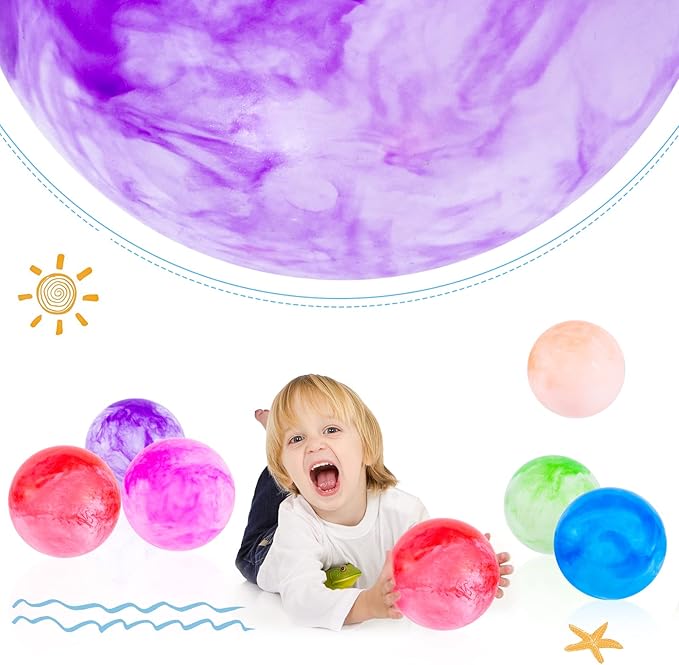 3 otters 6PCS Playground Balls, 8.5 Inches Beach Ball for Kids Inflatable Bouncy Balls with Air Pump, for Kids Adult Indoor Outdoor Sports Games
