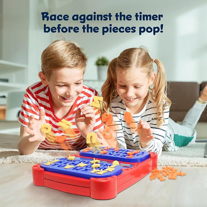 Winning Fingers Pop Up Board Game 2-Player | Preschool Game with Alphabet Puzzle Pieces | Educational Learning Toy for Toddler and Kids Ages 3+