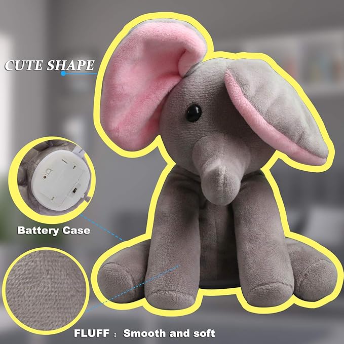 Talking Elephant, Interactive Stuffed Plush Animal Talking Toy Cute Sound Effects with Repeats Your Said Voice, Best Buddy for Kids Gift Age 3+