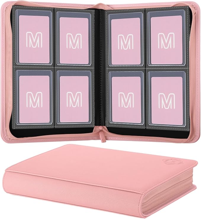 Toploader Binder,4-Pocket Side Load Trading Card Album, Holds 128 Cards with Double-Sided Pockets for MTG, Sports Cards, Top Loader Storage