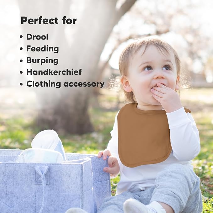 KeaBabies 8-Pack Organic Baby Bibs for Drooling and Teething - Soft Cotton Bibs for Baby Girl, Boy, Extra Absorbent, Easy to Clean & Put On for Toddler, Newborn, Infant 0-24 Months (Terracotta)