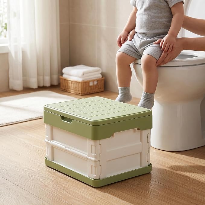 Alomejor Portable Folding Potty with PU Soft Seat, Lightweight Removable Baby Toilet for Travel, Outdoor, Car Trips