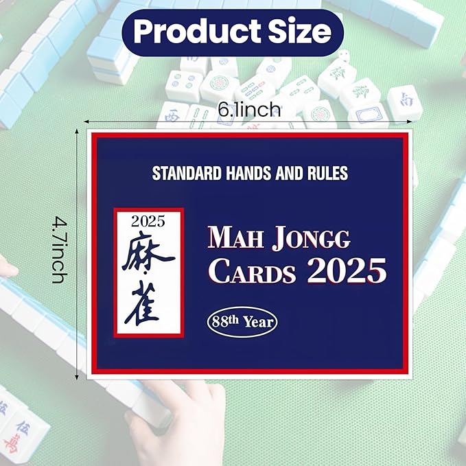 4Pcs mah-Jong Cards 2025 Guide Rules American Official Revision | Mahjong mat 2025 Mahjong Card - Large Print