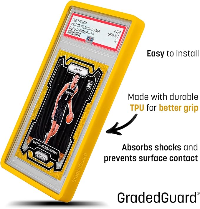GradedGuard PSA Card Slab Protector Case, Standard PSA Size, Impact Resistant TPU Holder, Drop & Scratch Proof Frame for Graded Sports TCG Collectible Trading Cards. (Red)
