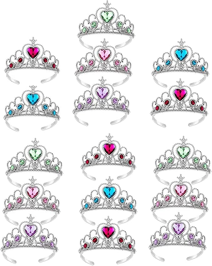 16 Pcs Tiaras Crown Set, Princess Dress Up Costume Birthday Party Favors Accessories Kid Birthday