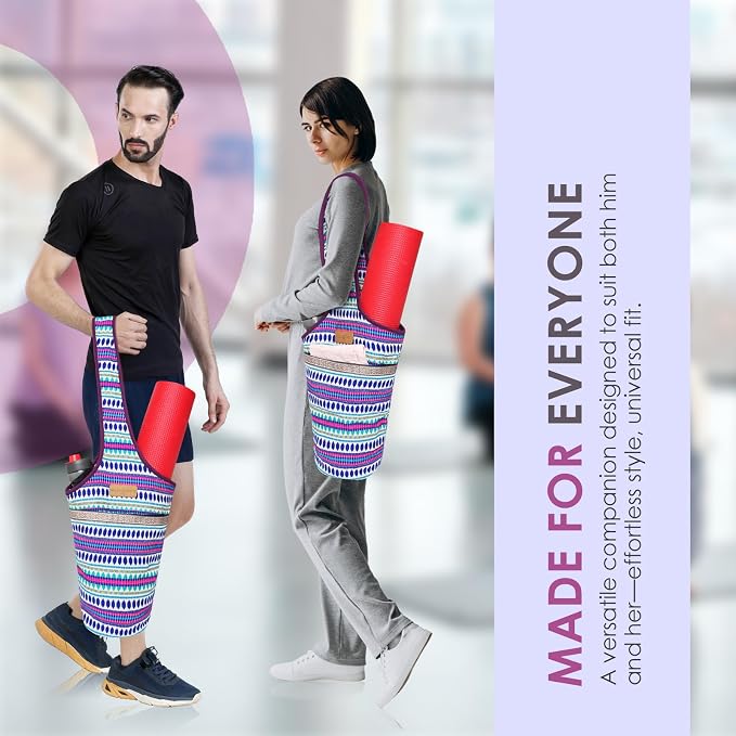 ALLEN & MATE 100% Cotton Canvas Yoga Mat Bag - Shoulder Strap Carrier Large Size Pocket Zipper Storage Yoga Bag holds more Accessories & Pilates Mats