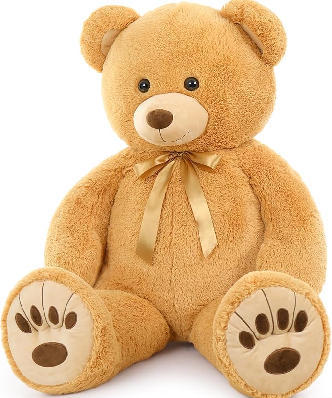 MorisMos Giant Stuffed Animal, Life Size Teddy Bear, 51in Large Cuddly Plush for Baby Shower, Birthday, Valentine (Light Brown)