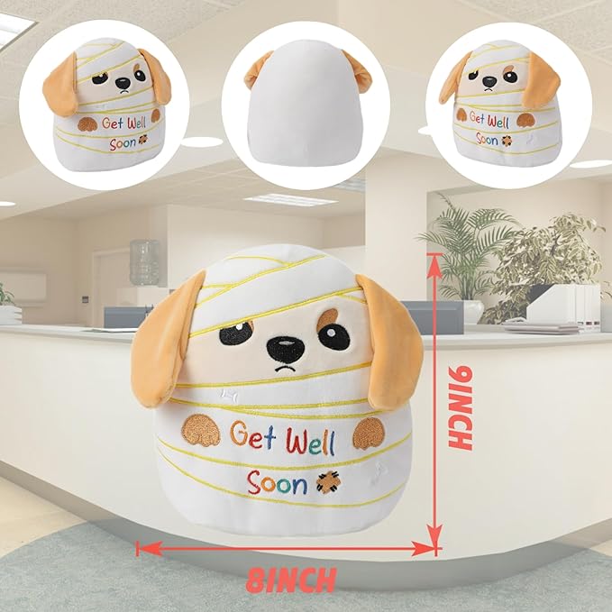 Get Well Soon Dog Plush – Adorable Labrador Stuffed Animal with Bandage Theme, Perfect Get Well Gift for Loved Ones 9 Inch