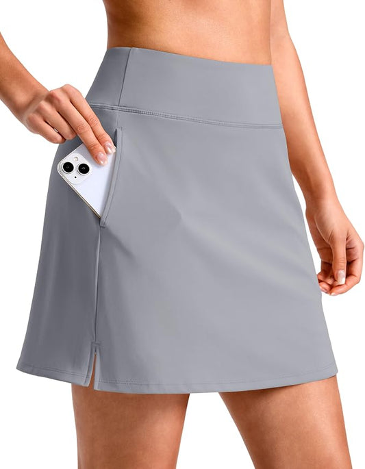 14"/16" Skorts with 3 Pockets | Side Slits, High Waisted, Built-in Shorts, A Line, Casual, Pickleball, Athletic, Golf, Tennis Skirt, for Women