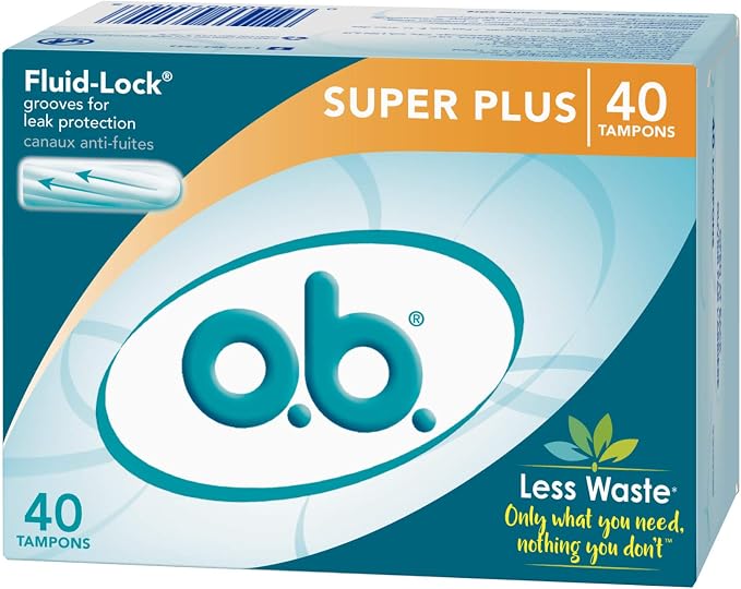 o.b. Tampons Super Plus | Non-Applicator | Unscented | 40 Count | Pack of 2