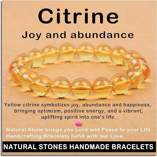 AD Beads Handmade Gemstone Stretch Elastic Bracelet Crystal Healing Reiki Nature's Beauty and Spiritual Essence Unisex
