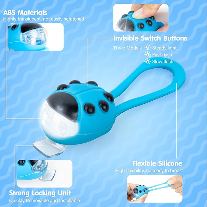 2 Pack Kid Bike Light, for Kids Scooter, Waterproof with 3 Light Modes for Kids Scooter or Bycycle