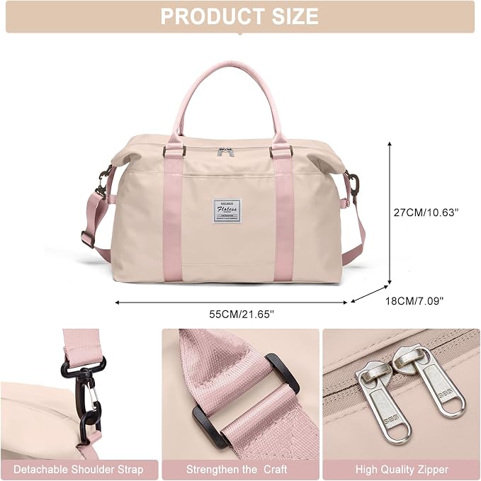Travel Duffel Bag, Carry On Overnight Weekender Bags for Women | Travel Bag with Wet Pocket & Trolley Sleeve, For Spirit Airlines 18x14x8 Personal Item Bag