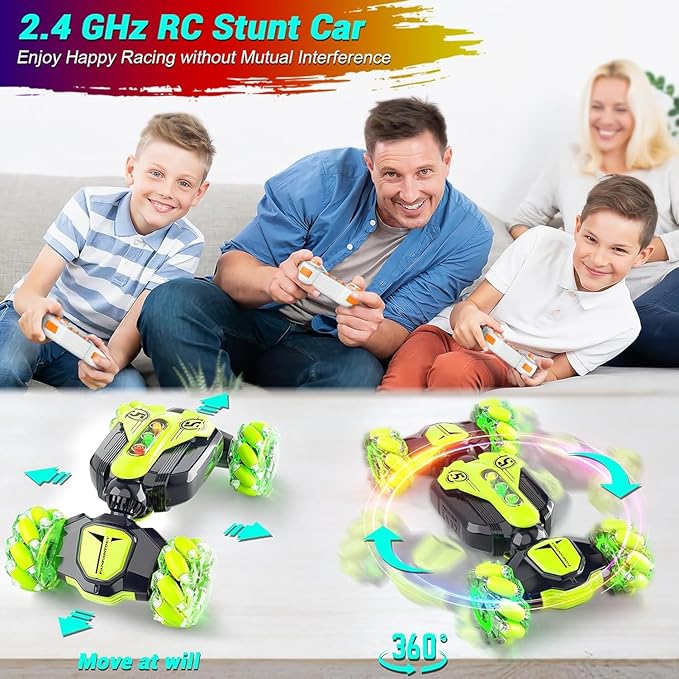 Gesture Sensing Rc Stunt Car,Remote Control Car 2.4ghz 4wd 360 Degree Rotating Transform with Lights Music,Kids Toys for Boys 4-7,3-6 Year Old Boy Birthday Gift & 3-12 Best Gift for Kids