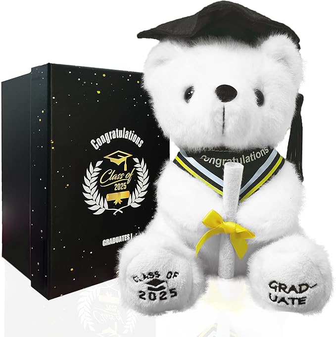 Graduation Bear Gifts for Her Class of 2025 Graduation Plush，Teddy Bear Stuffed Animal with Cap and Gown College High School Graduation Gifts for Boys & Girls