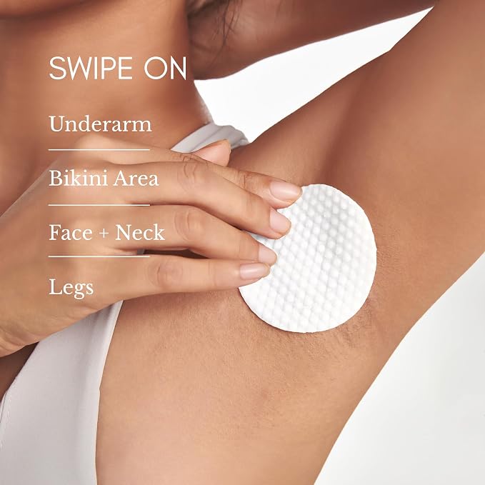 Ingrown Hair Pads for Face and Body - 12% AHA BHA Exfoliating Body Wipes with Glycolic Acid, Lactic Acid, & Salicylic Acid - Smooths Body Acne and Ingrown Hair- Fragrance-Free - 60pads